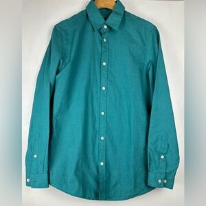 H&M Mens S Slim Fit Button Up Long Sleeve Shirt Teal Easy Iron Classic Preowned